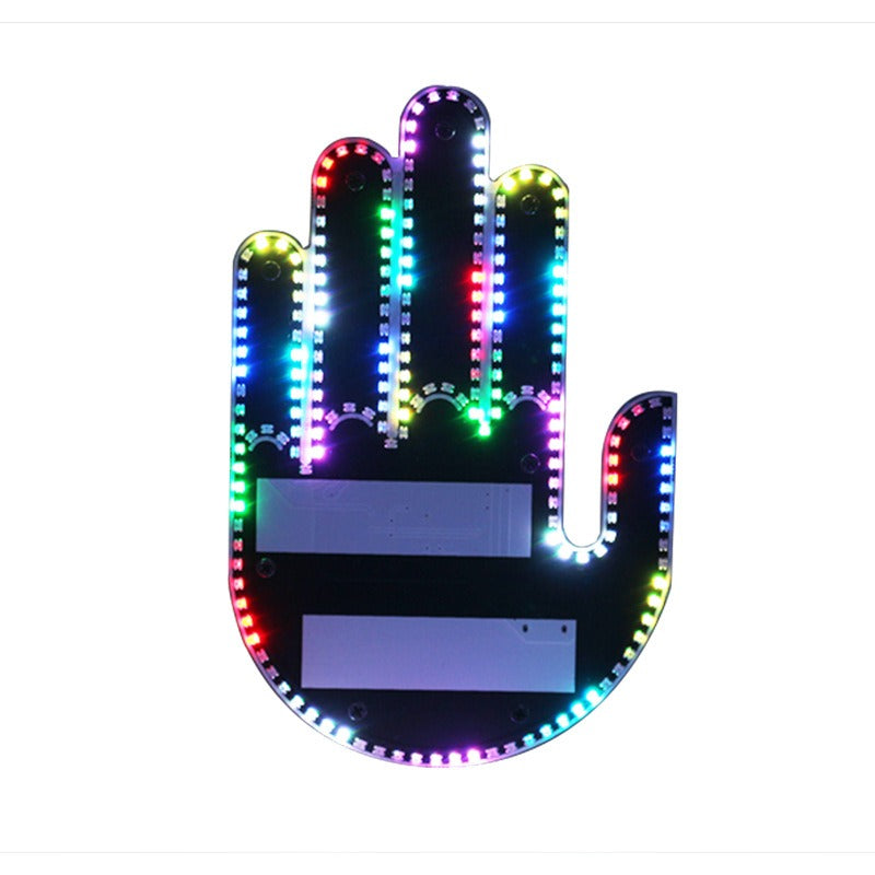 Lustiges Geschenk: LED-Handgeste (Mittelfinger) fürs Auto – LED-Schild fürs Heckfenster / Innenraum-Deko, zum Aufhängen im Auto; originelles Novelty-Accessoire.