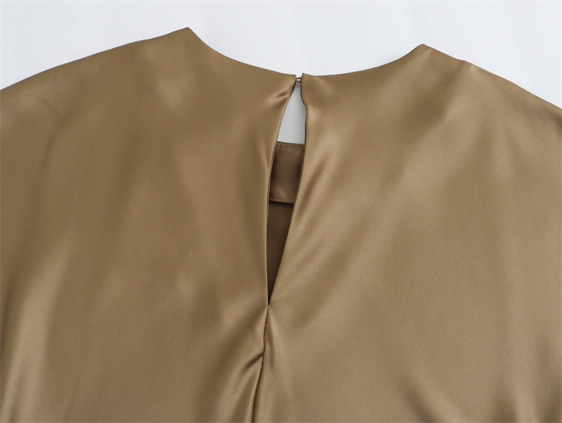 Damen Satin Abendkleid – Elegantes Midi-Kleid mit Keyhole-Rücken (A-Linie, ärmellos)