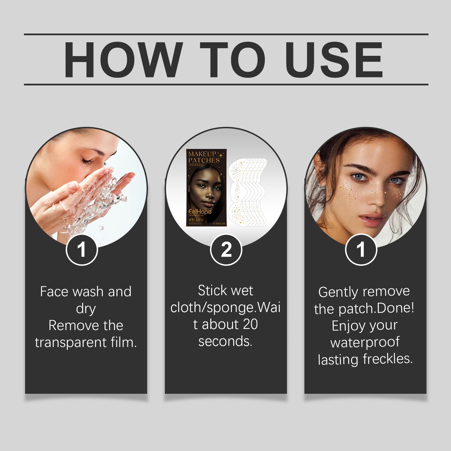 Eelhope Party Freckle Tattoo Sticker – Natürliche Sommersprossen mit Glitter Spots (Water-Transfer, wasserfest & langanhaltend)