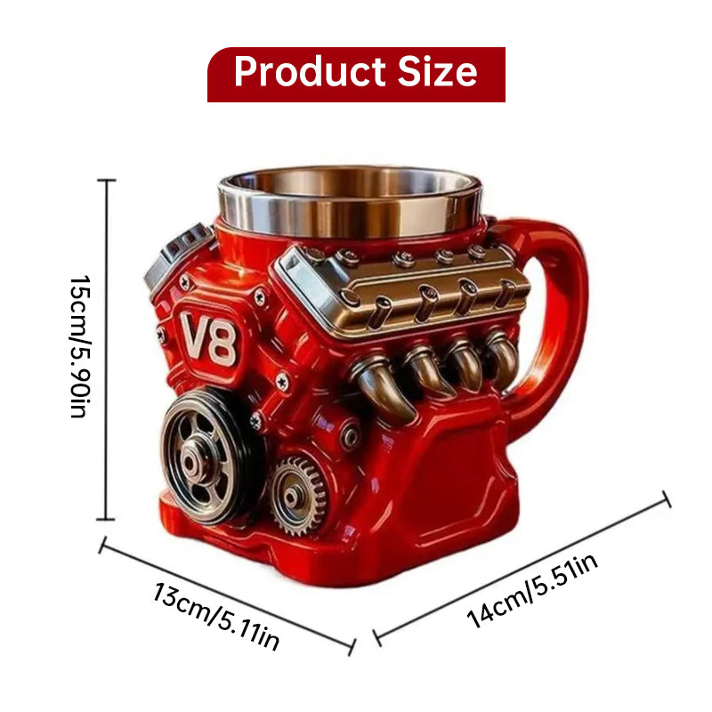 V8-Motor-Becher | Edelstahl-Kaffeebecher für Autoliebhaber