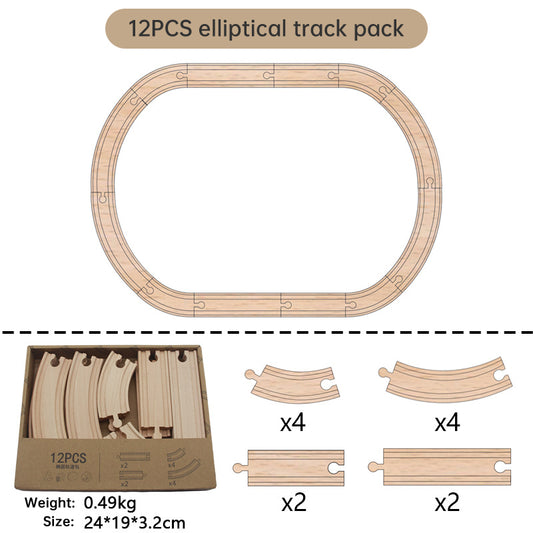 Holzeisenbahn-Set mit Schienen & Zubehör – frühes Lernspielzeug, Montessori-inspiriert, Verkehr & Bahnstrecken aus Holz für Kinder