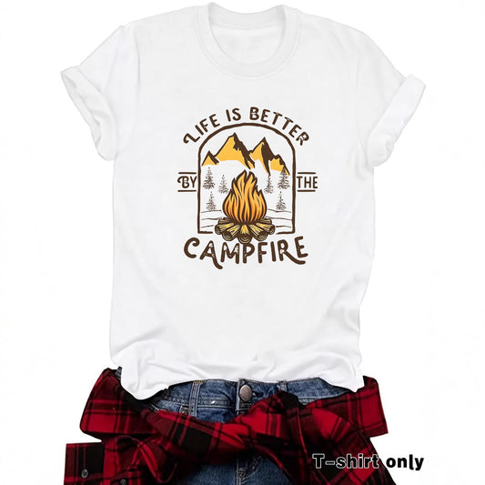 Kurzärmeliges Shirt mit Camping-Motiv