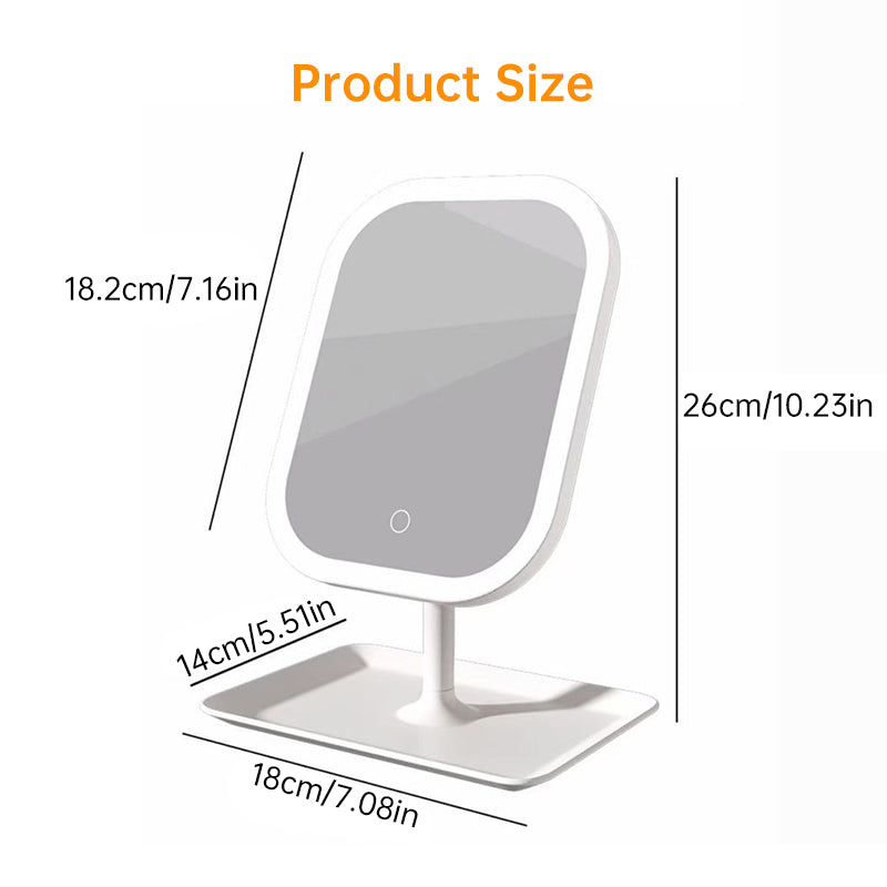 Großer quadratischer LED-Schminkspiegel (drehbar) – dimmbares Licht, 1–2 Stück, für Zuhause & Dorm