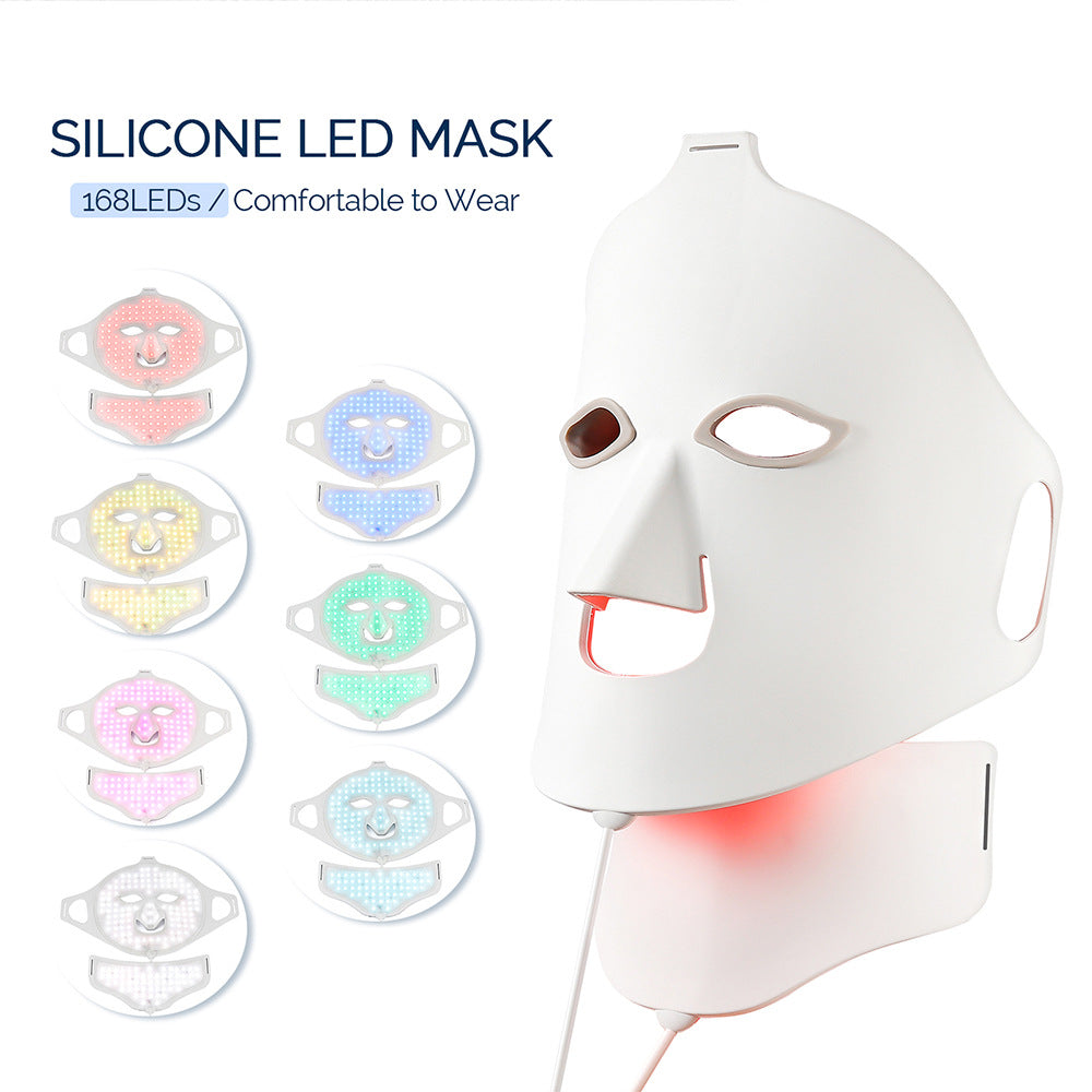 Silikon-Beauty-Maske mit LED-Photonenlicht – Gerät zur Gesichtsverjüngung mit Rot- und Blaulicht; großflächige LED-Anordnung / Lichtspektrum-Maske