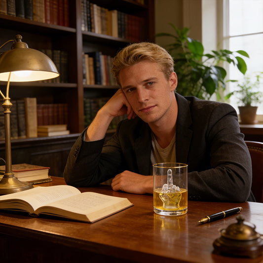 Whiskeyglas mit Mittelfinger (3D-Finger im Inneren) – lustiges Novelty-Glas für Bourbon, Scotch und Cocktails; originelles Geschenk für Männer.