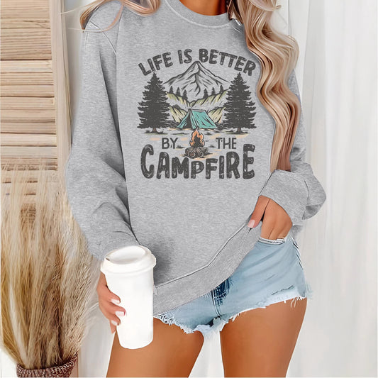 Sweatshirt Campfire Camping Pattern Print