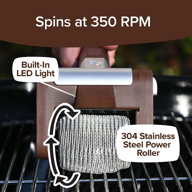 Wiederaufladbare elektrische Grillbürste mit Rollenkopf – Edelstahl