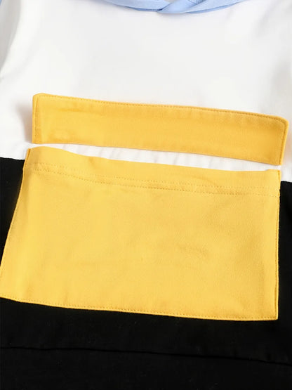 Kinder-Farbblock-Hoodie- und Hosen-Set.