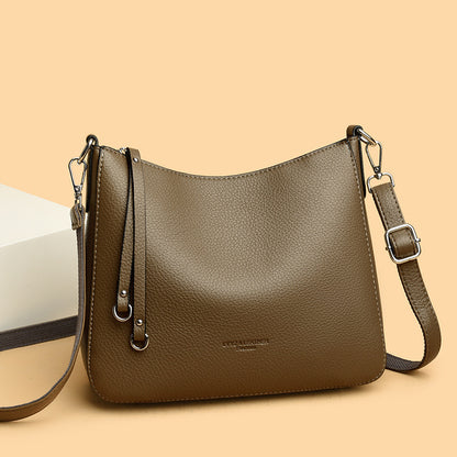 Modische, vielseitige Damen-Tasche aus echtem Leder – als Schultertasche, Crossbody/Umhängetasche oder Handtasche tragbar