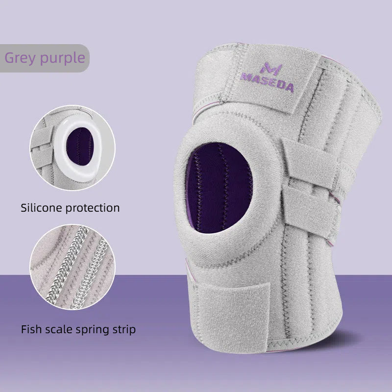 Meniskus-Sport-Knieschoner mit Silikon-Stoßdämpfer – für Stabilität und Patella-Unterstützung; Stützband mit Klettverschluss, verstellbar.