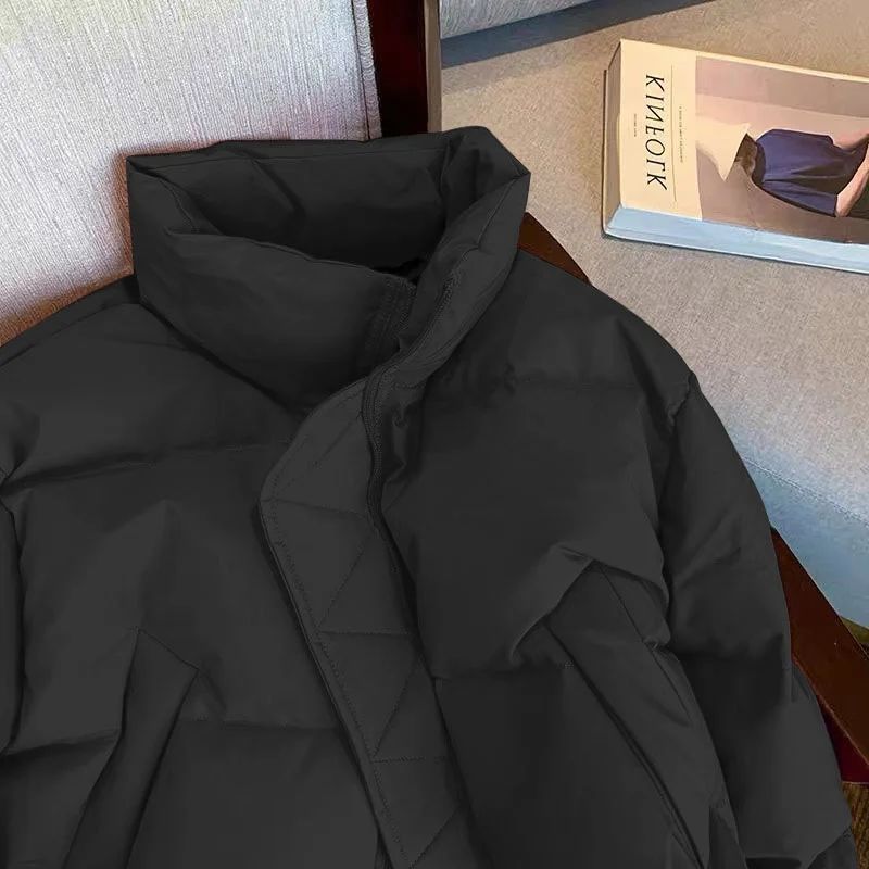 Modische Damen-Baumwolljacke – dicker Stehkragen-Mantel / Baumwoll-Coat