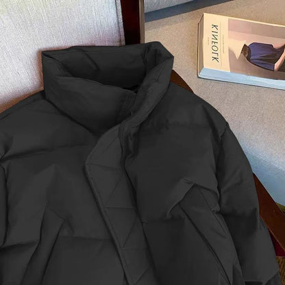 Modische Damen-Baumwolljacke – dicker Stehkragen-Mantel / Baumwoll-Coat