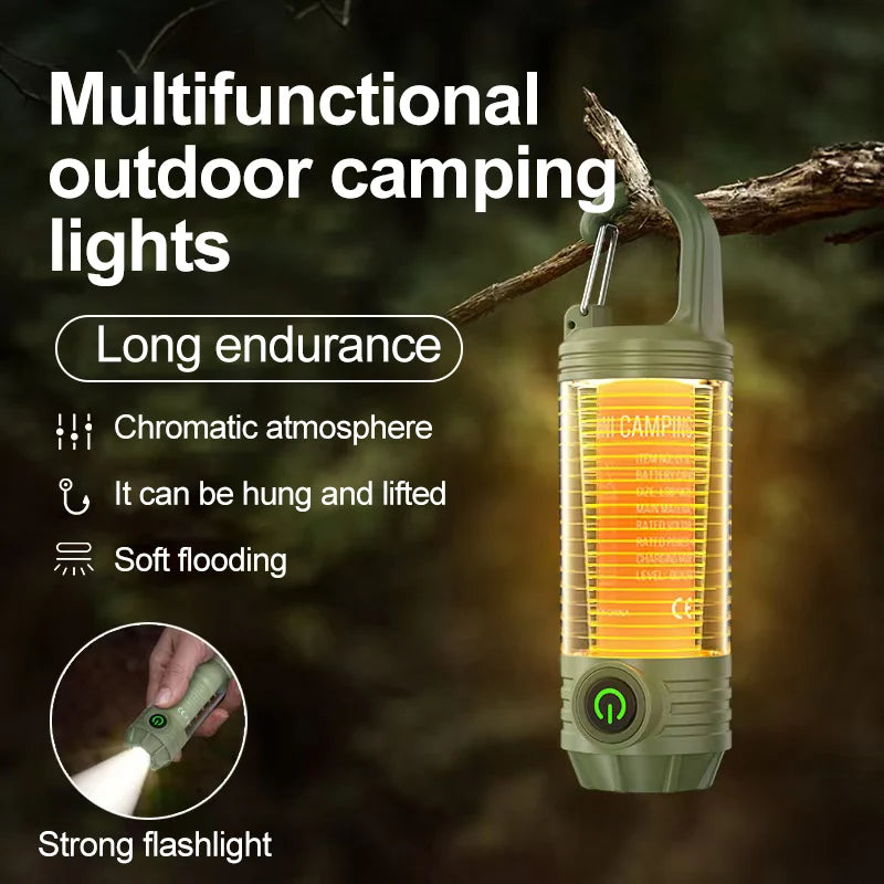 Multifunktionale Outdoor-Campinglampe – tragbare starke Taschenlampe – wiederaufladbares Mini-Retro-Atmosphärenlicht