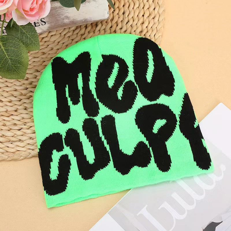 Warme Strickmütze (Beanie) – Jacquard, Alphabet/Letter-Design, Fashion & Alltag, Wintermütze