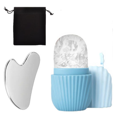 Silikon-Eisgitter-Abziehplatte (Scraping Plate) – Gesichtspflege-Tool-Set mit Aufbewahrungstasche zum Auftragen von Eisgitter auf das Gesicht