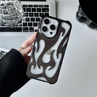 Apple iPhone Case – Flame Pattern Cut-Out, Electroplated Look, Vollschutz, Anti-Drop