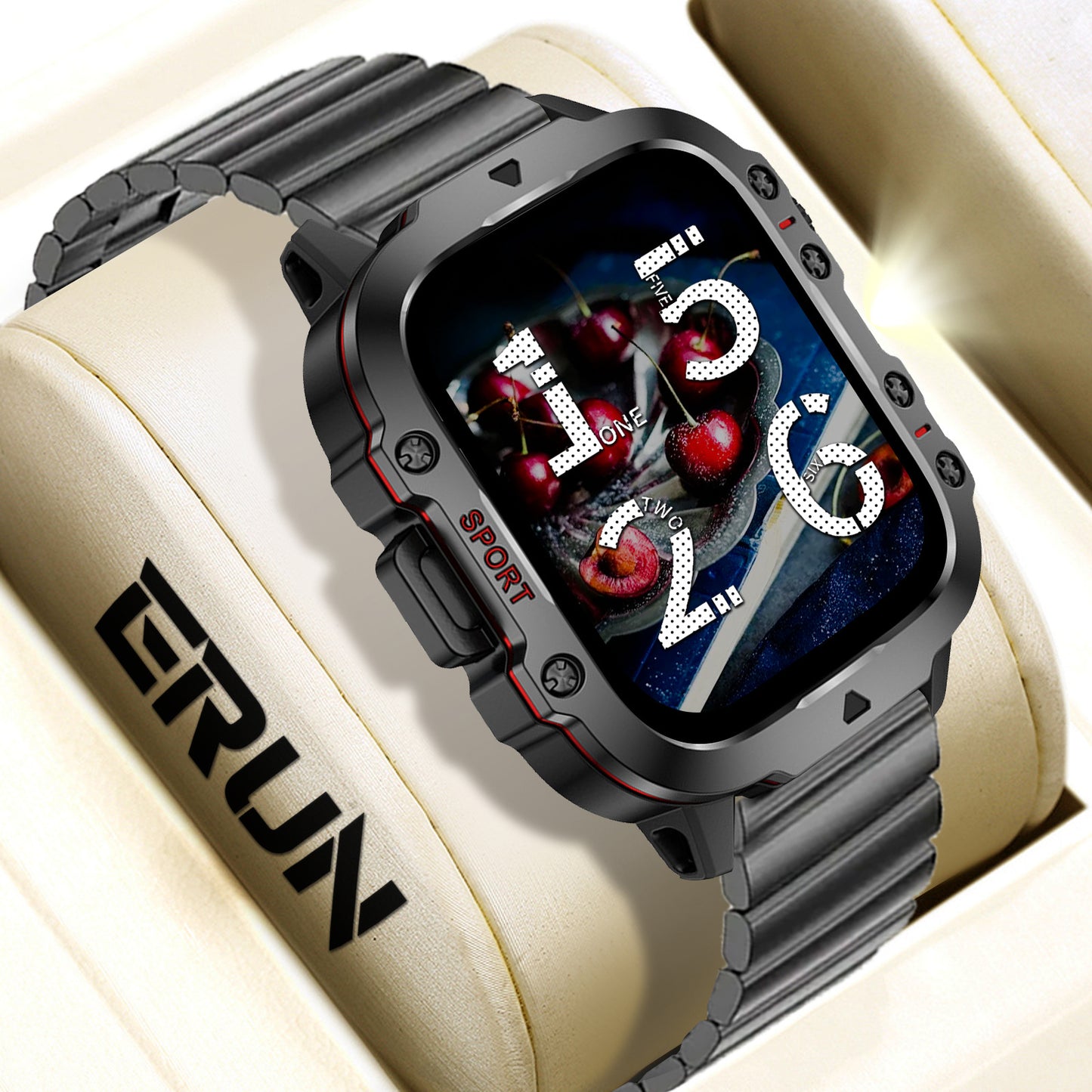 Smart Sports Outdoor Smartwatch / Fitness-Tracker H19 – mit Herzfrequenzmessung, Schrittzähler und Schlaftracking; Bluetooth-Anrufe, kompatibel mit iOS.