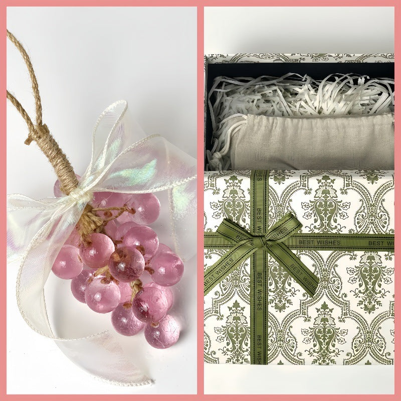 Transparente Kristall-Trauben-Seife Geschenkbox-Set – handgemachte Traubencluster-Duftseife; Aromatherapie-Hängeornament, Handwaschseife