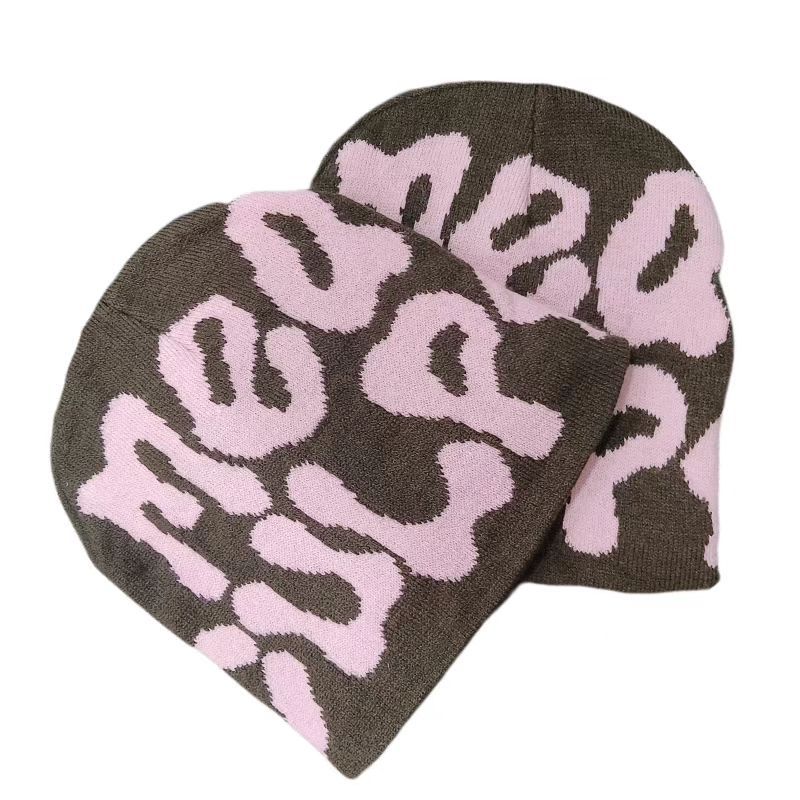 Warme Strickmütze (Beanie) – Jacquard, Alphabet/Letter-Design, Fashion & Alltag, Wintermütze