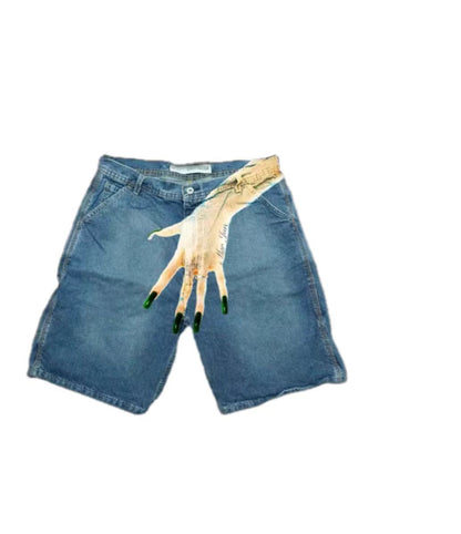 Y2K Hip-Hop Denim-Shorts mit Print für Herren im Europa-/US-Style – High-Street-Style, auch als Couple-Look geeignet, lässige 5/4-Hose
