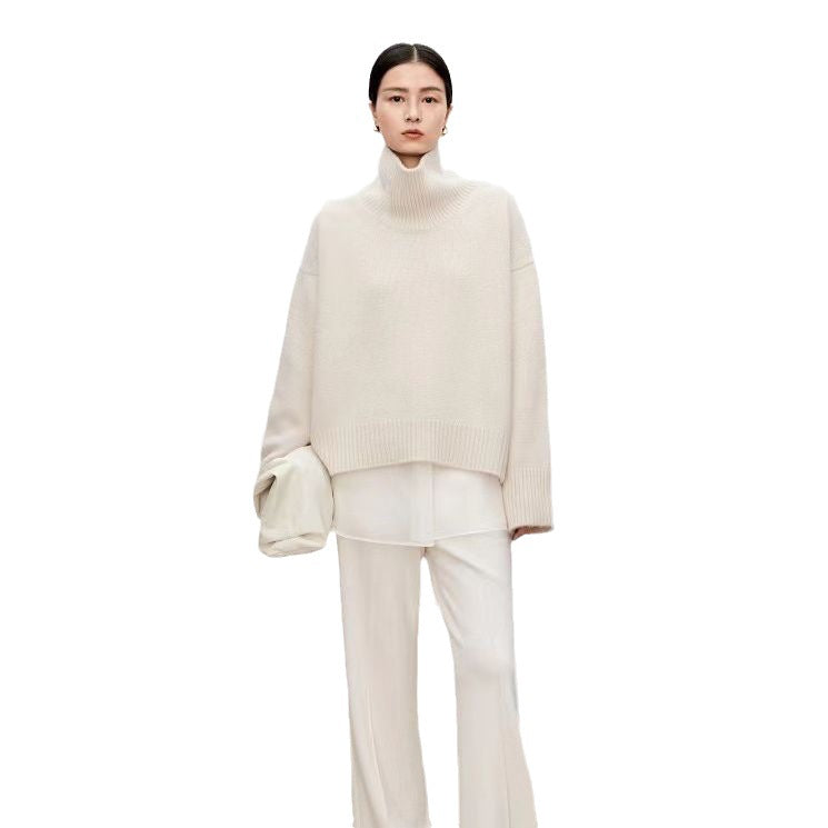 Damen Rollkragenpullover aus Kaschmir/Wollmix – Locker, Dick & Warm