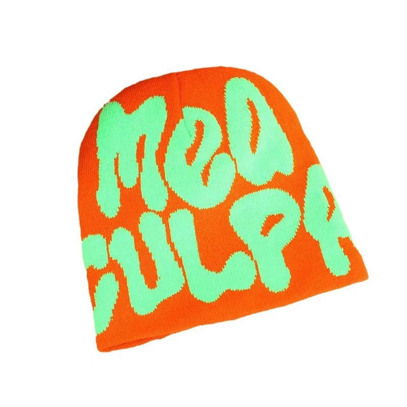 Warme Strickmütze (Beanie) – Jacquard, Alphabet/Letter-Design, Fashion & Alltag, Wintermütze