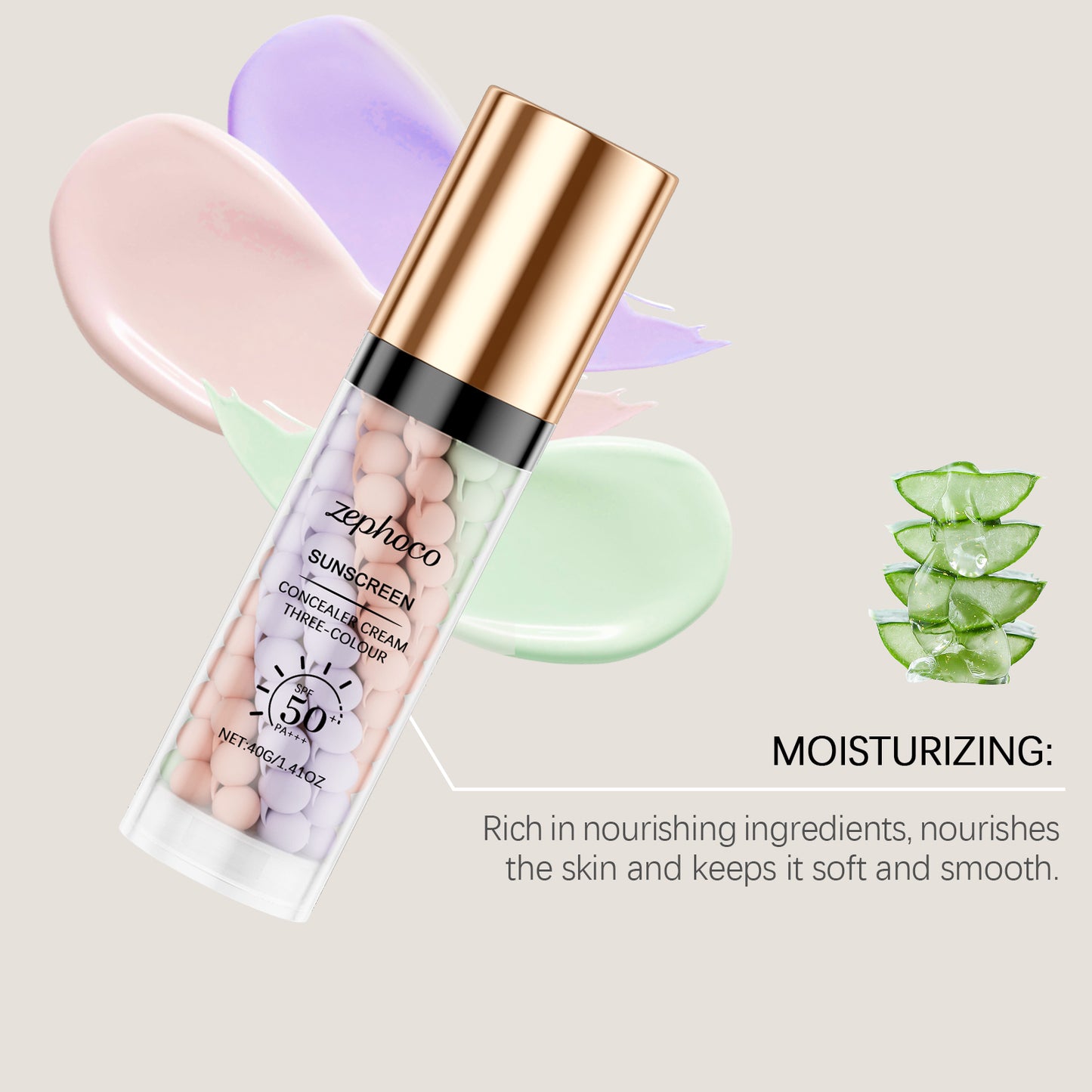 zephoco 3-Farbiger Rainbow Protective Primer – Ausgleichender Primer & Concealer mit Glow-Effekt