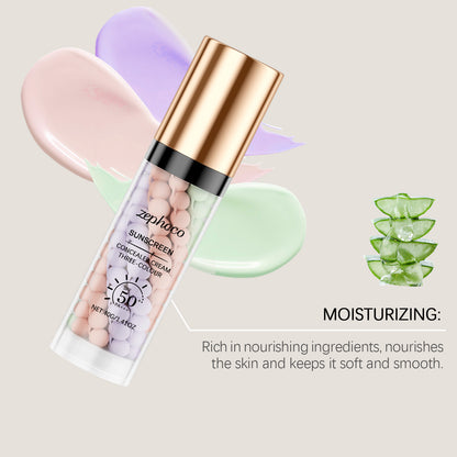zephoco 3-Farbiger Rainbow Protective Primer – Ausgleichender Primer & Concealer mit Glow-Effekt