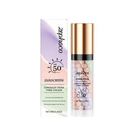 zephoco 3-Farbiger Rainbow Protective Primer – Ausgleichender Primer & Concealer mit Glow-Effekt