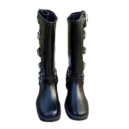 Stiefeletten mit runder Spitze und Blockabsatz