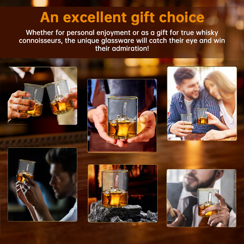 Whiskeyglas mit Mittelfinger (3D-Finger im Inneren) – lustiges Novelty-Glas für Bourbon, Scotch und Cocktails; originelles Geschenk für Männer.