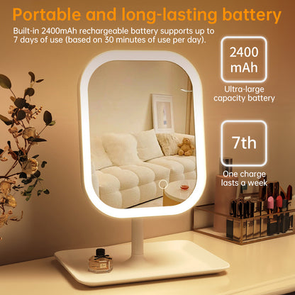 Großer quadratischer LED-Schminkspiegel (drehbar) – dimmbares Licht, 1–2 Stück, für Zuhause & Dorm