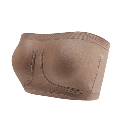 Plus-Size trägerloser Bandeau-BH im One-Line-Design mit Zier-Metallring – sportliche Unterwäsche