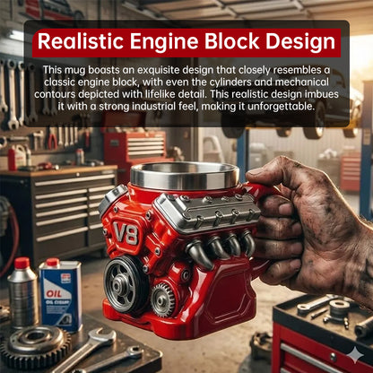 V8-Motor-Becher | Edelstahl-Kaffeebecher für Autoliebhaber