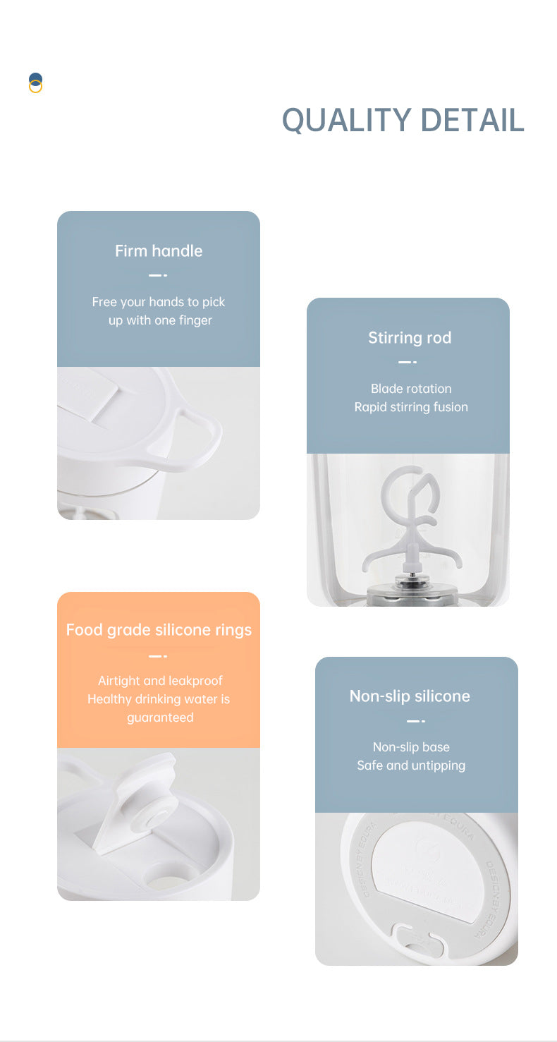 Tragbarer Becher-Mixer / Smoothie-Blender – für Obst und Shakes; USB-wiederaufladbarer elektrischer Handmixer mit Mixflasche, ideal für Gym, Sport und