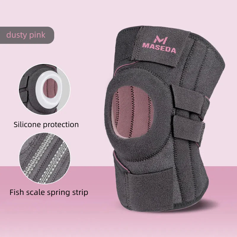 Meniskus-Sport-Knieschoner mit Silikon-Stoßdämpfer – für Stabilität und Patella-Unterstützung; Stützband mit Klettverschluss, verstellbar.