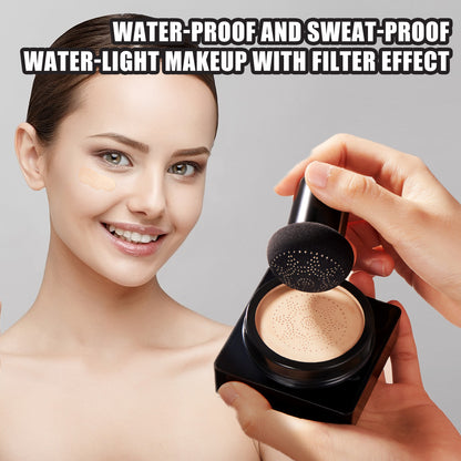 Magic Mat Puderquaste – porenverfeinernd (unsichtbare Poren), Elfenbeinweiß / Naturton, mit Mushroom-Air-Cushion für das Make-up-Finish / die Grundier