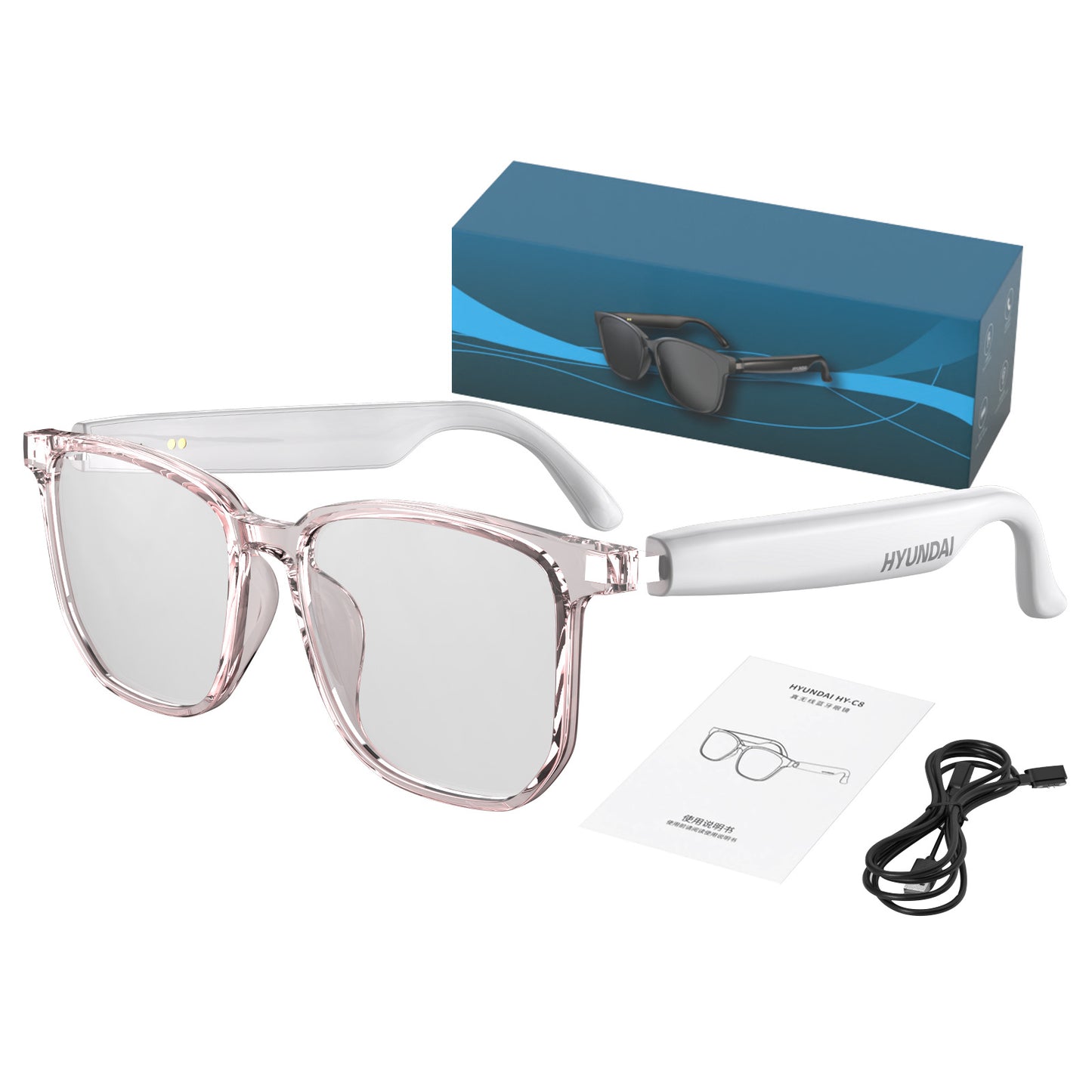 HY-C8 AI Übersetzungs-Bluetooth-Brille – Kabellose Smart Glasses mit Simultanübersetzung (75 Sprachen)