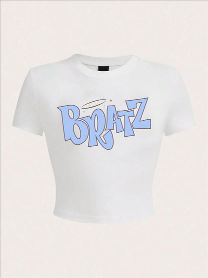 Modisches Sommer-Top mit Buchstaben-Print – figurbetontes, kurzärmeliges T-Shirt im „Spicy Girl“-Style (casual & bequem)