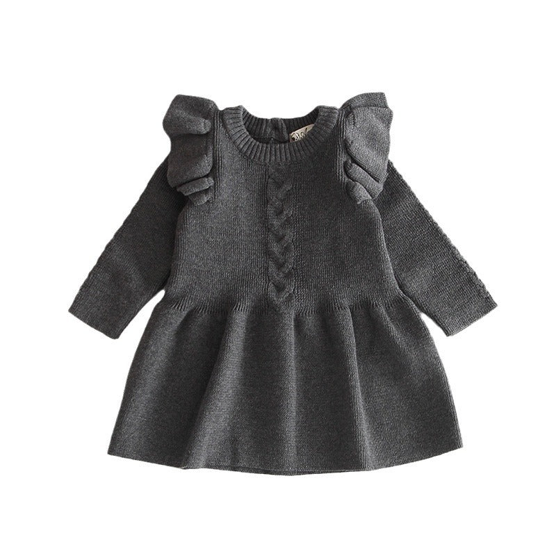 Baby-Mädchen Strickkleid – warmes Strickkleid, Prinzessinnen-Pulloverkleid / Strick-Sweater für Babys