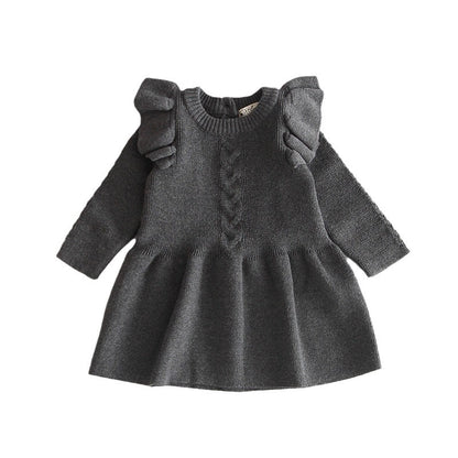 Baby-Mädchen Strickkleid – warmes Strickkleid, Prinzessinnen-Pulloverkleid / Strick-Sweater für Babys