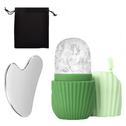 Silikon-Eisgitter-Abziehplatte (Scraping Plate) – Gesichtspflege-Tool-Set mit Aufbewahrungstasche zum Auftragen von Eisgitter auf das Gesicht