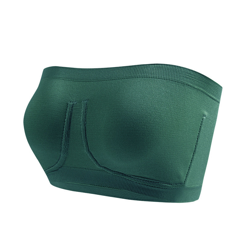 Plus-Size trägerloser Bandeau-BH im One-Line-Design mit Zier-Metallring – sportliche Unterwäsche