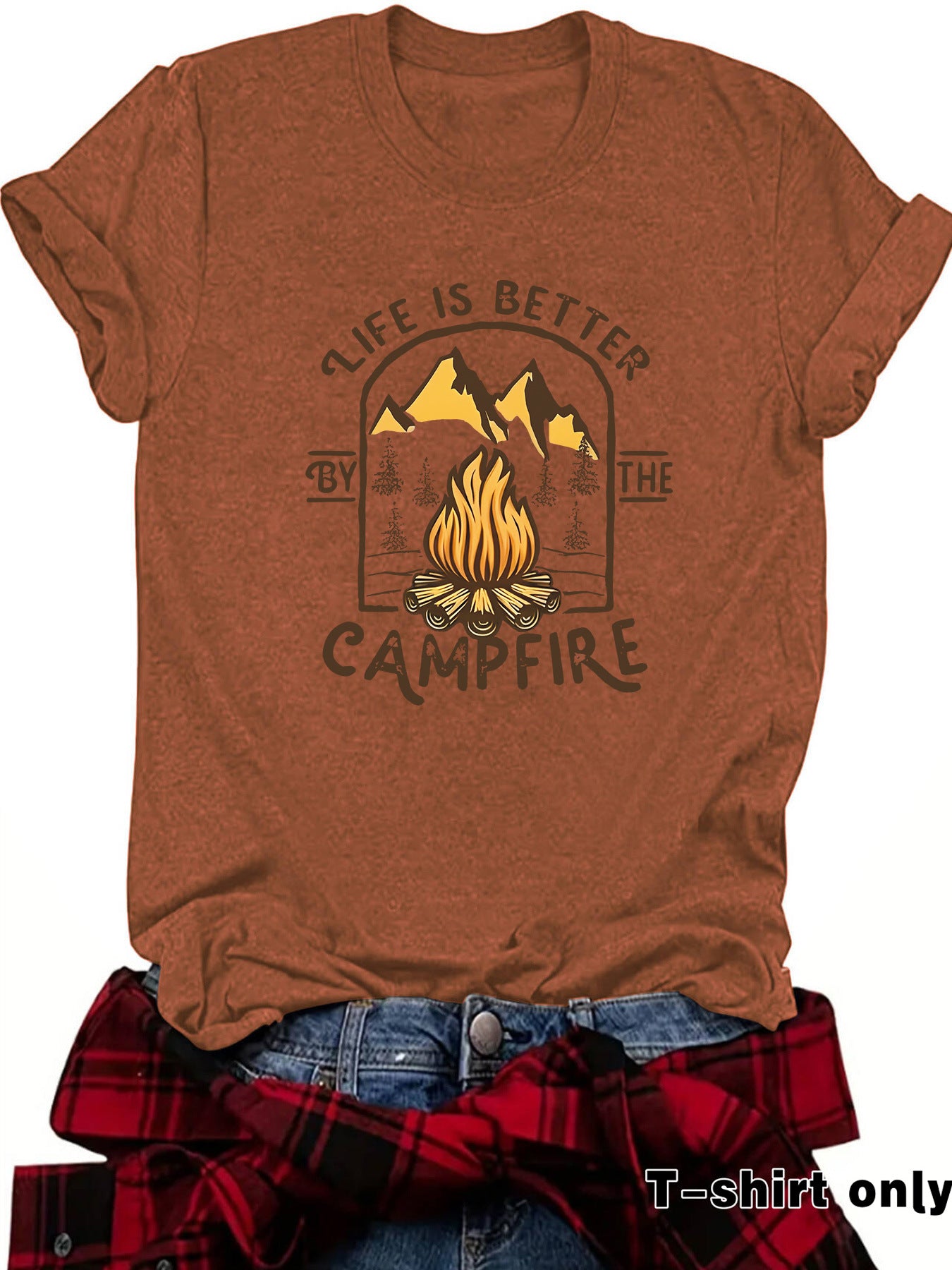 Kurzärmeliges Shirt mit Camping-Motiv