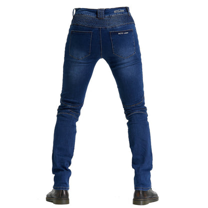 Motorrad-Racing-Jeans in geradem Schnitt – stoßfeste Schutzhose, Offroad-Motorradhose