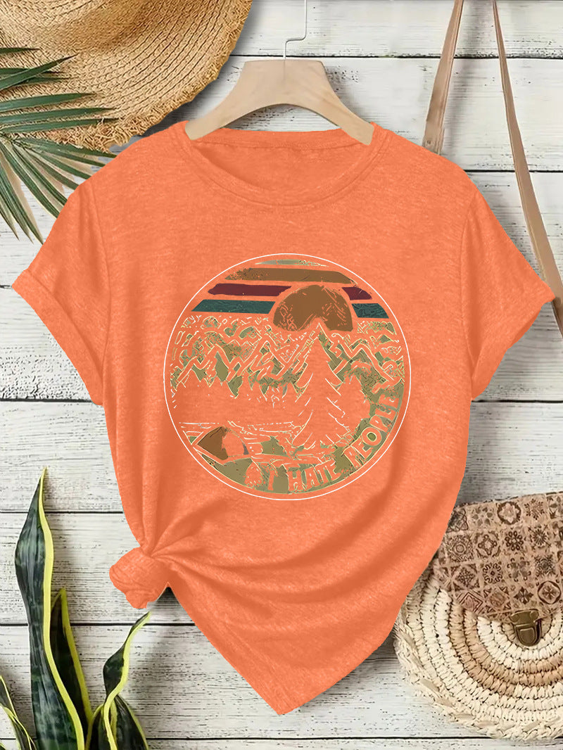 Damen Kurzarm-T-Shirt mit Camping-Schriftzug