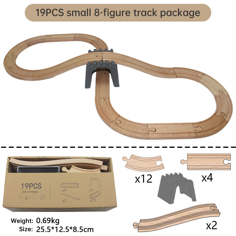 Holzeisenbahn-Set mit Schienen & Zubehör – frühes Lernspielzeug, Montessori-inspiriert, Verkehr & Bahnstrecken aus Holz für Kinder