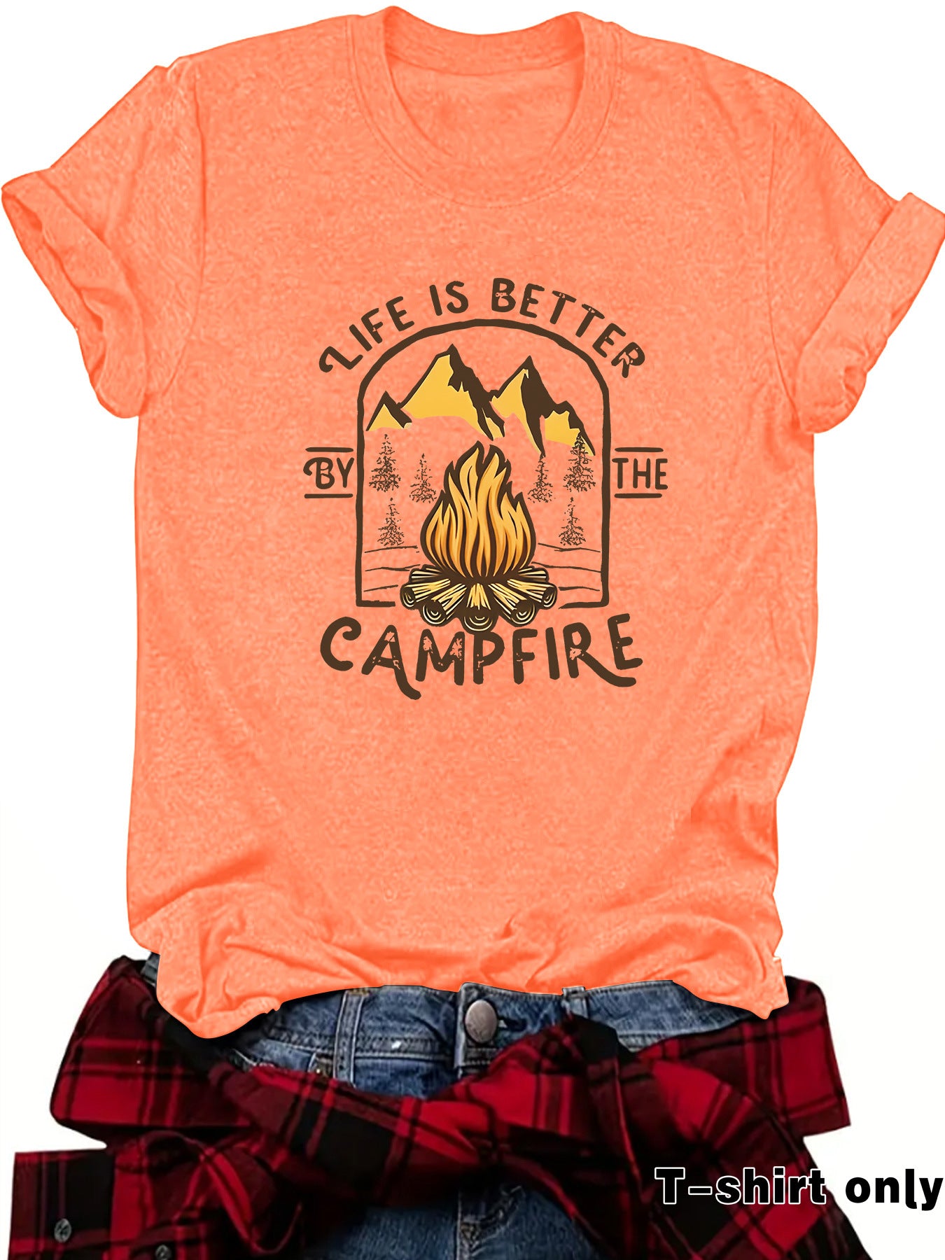 Kurzärmeliges Shirt mit Camping-Motiv