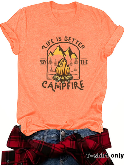 Kurzärmeliges Shirt mit Camping-Motiv