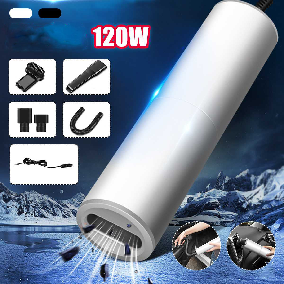 Mini 120W tragbarer Staubsauger mit starker Saugkraft – leiser Handstaubsauger für Auto; auch geeignet für Zuhause und zur Reinigung von Computer/Keyboard.